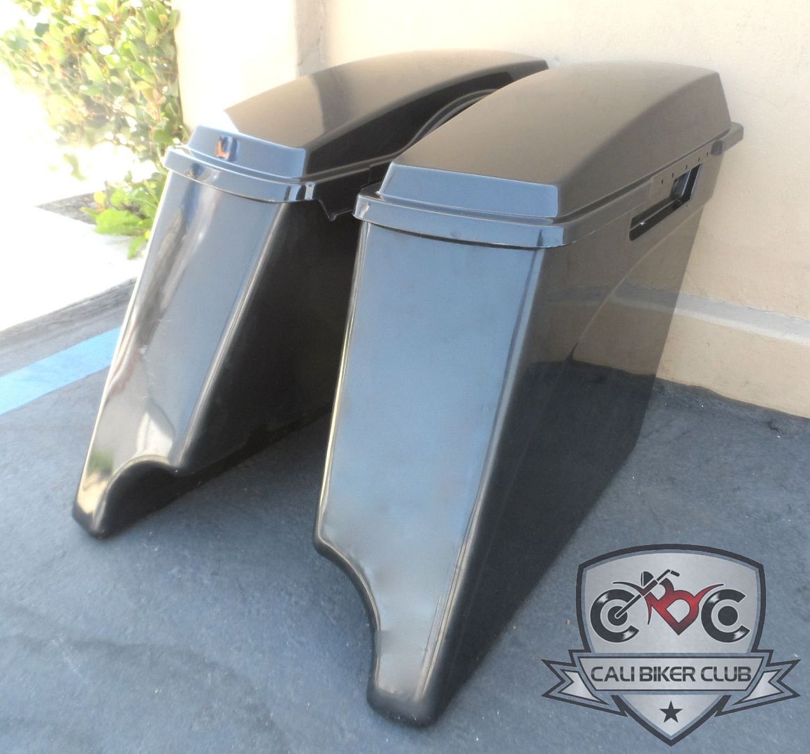 Extended Hard Saddlebags 4 Inch Stretched Unpainted w/ Lids for Harley